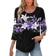 thumbnail image 6 of HAPIMO Women' Plus Size Crew Neck Tees Summer Tops for Women Elegant Pleated Blouses Fashion Clothes Flower Print Tops Casual Loose Flowy Dressy Tunic Multicolor XXL, 6 of 9