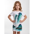 thumbnail image 2 of Kids Simple Short Sleeve Dress A-Line Round Neck Casual Dresses for Girls Youth Girls Age 5-12 Classic Cut, 2 of 6