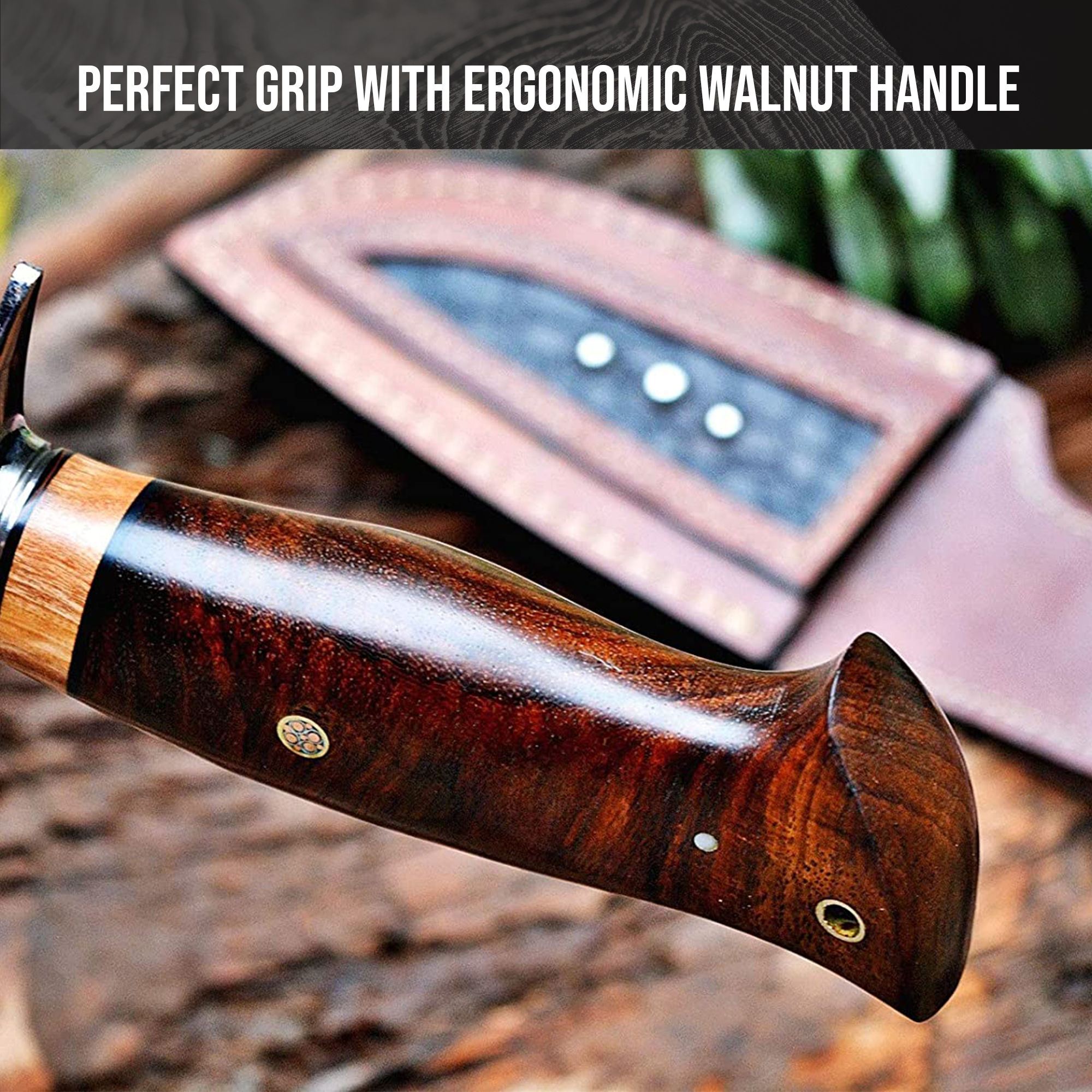 BigCat Roar Wild Tiger Damascus Buck Knife with Sheath - 4.8" Drop-Point Blade Hunting Knife