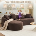 thumbnail image 3 of Timbernest 99" Modular Sectional Sofa, 3-Seater L Shaped Couch with Pillows, Chenille Couches for Living Room, No Assembly Curved Sofa, Brown, 3 of 10