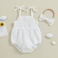thumbnail image 2 of Bagilaanoe Newborn Baby Girl Rompers Sleeveless Bodysuits + Headband 3M 6M 12M 18M Infant Lace One Piece Jumpsuit, 2 of 8
