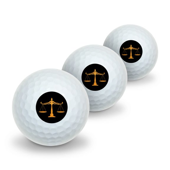 Scales Of Justice Legal Lawyer Novelty Golf Balls 3 Pack