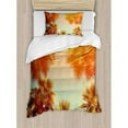 thumbnail image 3 of Palm Tree Decor King Size Duvet Cover Set, Trees Sunlights Tranquility in Tropical Nature Landscape at Summer Theme, Decorative 3 Piece Bedding Set with 2 Pillow Shams, Orange Green, by Ambesonne, 3 of 3