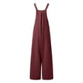 thumbnail image 3 of B91xZ Combinaisons Décontractées pour Femmes Bretelles Réglables Pantalon Large avec Poches, Vin m, 3 of 5
