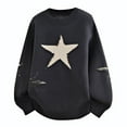 thumbnail image 4 of COSFO Men Sweater Casual Star Long Sleeve Ripped Crew Neck Pullover Basic Tops Knitted Regular Fit Soft Long Sleeve Sweaters, 4 of 4