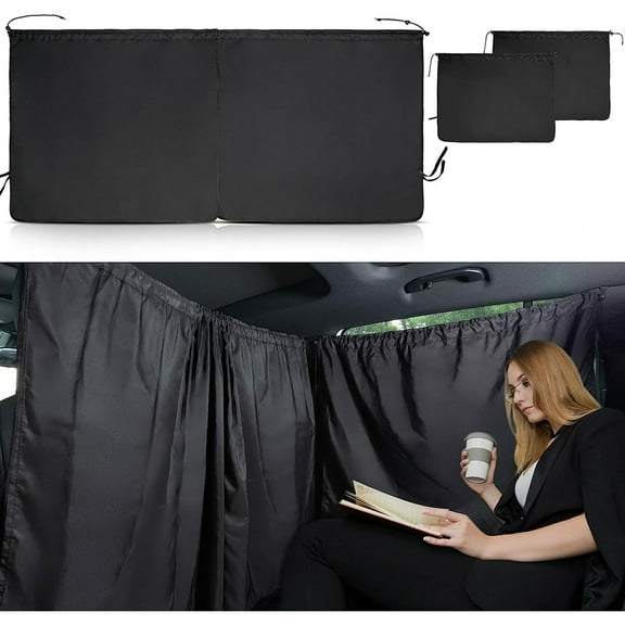 AUTOXBERT 3PCS Car Divider Privacy Curtains Double Layer Light Block Partition Curtain Sun Shade for Baby Feed Sleep Camping Travel