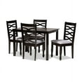 thumbnail image 2 of Baxton Studio Lanier Modern and Contemporary Gray Fabric Upholstered Espresso Brown Finished Wood 5-Piece Dining Set, 2 of 5