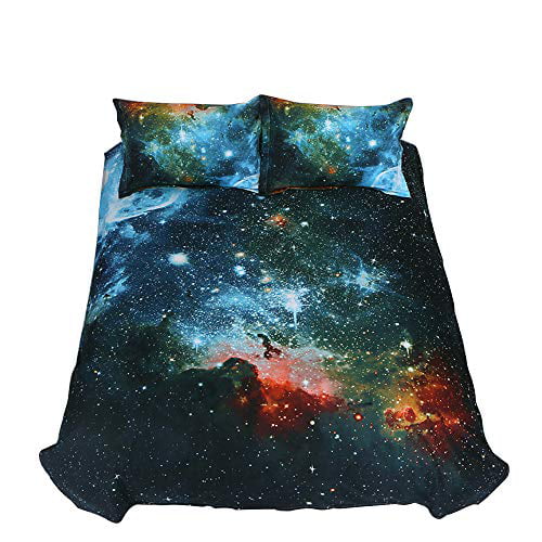 ZHH 3D Duvet Cover Sets Twin Size Galaxy Space Pattern Kids Bedding Set Ultra Soft Starry Theme Quilt Cover for Boys 1 Duvet Cover + 2 Pillowcases Twin, Galaxy B Kids and Teens