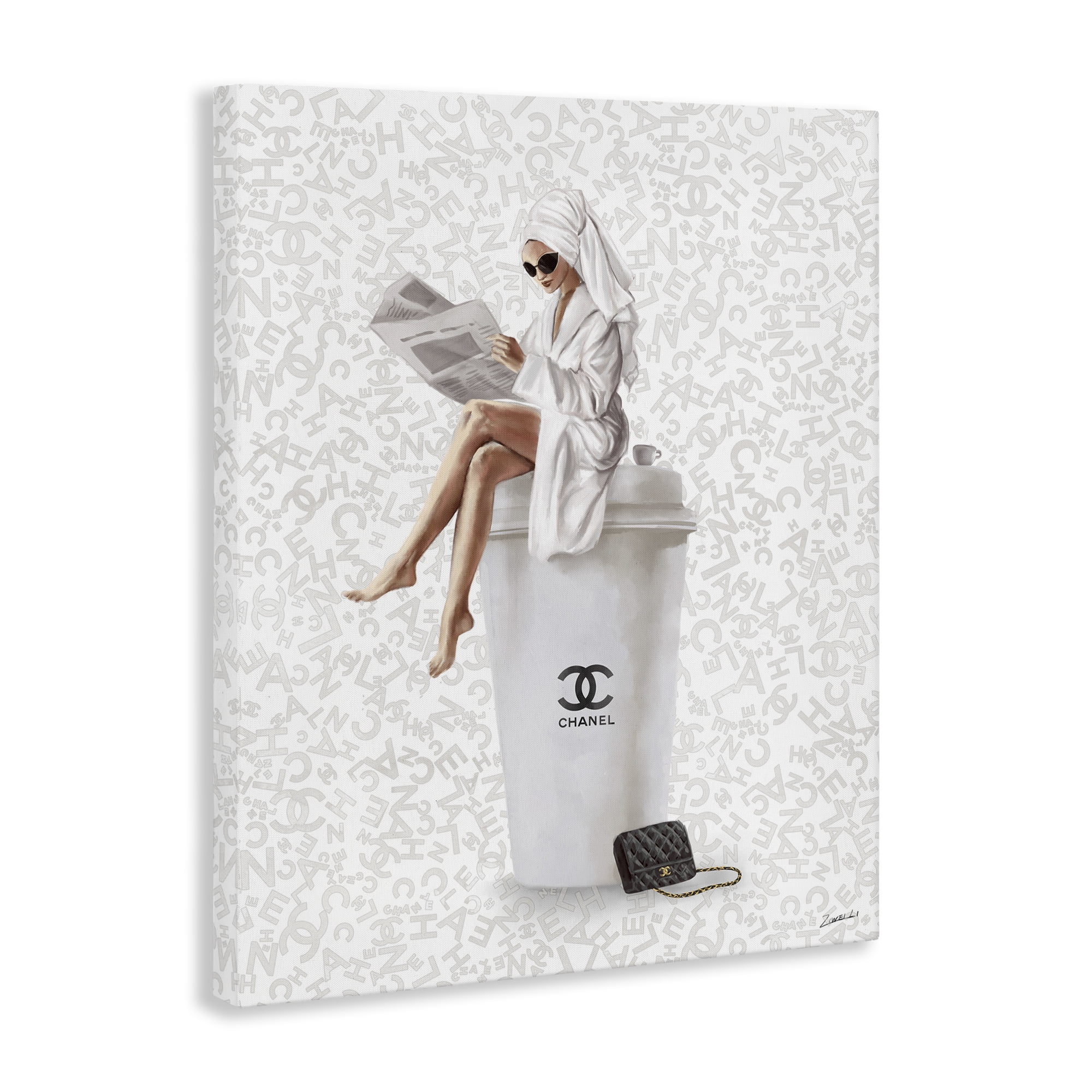 Stupell Industries Glam Girl Bathrobe Typography Painting Gallery Wrapped Canvas Art Print Wall Art, 30 x 40