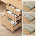 thumbnail image 2 of SEDETA 67" Fluted L Shaped Electric Standing Desk, Convertible Height Adjustable Sit Stand Desk with File Drawers, Storage Cabinet, Monitor Shelf & Charging Port, Oak, 2 of 9