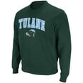 thumbnail image 2 of Men's Colosseum Green Tulane Green Wave Arch & Logo Tackle Twill Pullover Sweatshirt, 2 of 4
