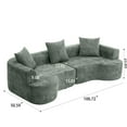 thumbnail image 3 of JERFIT Modern Curved Cloud Sofa 3 Seater with Pillows, Plush Corduroy Upholstery, Foam and Spring Support, Green Fabric Couch for Living Room, 3 of 3