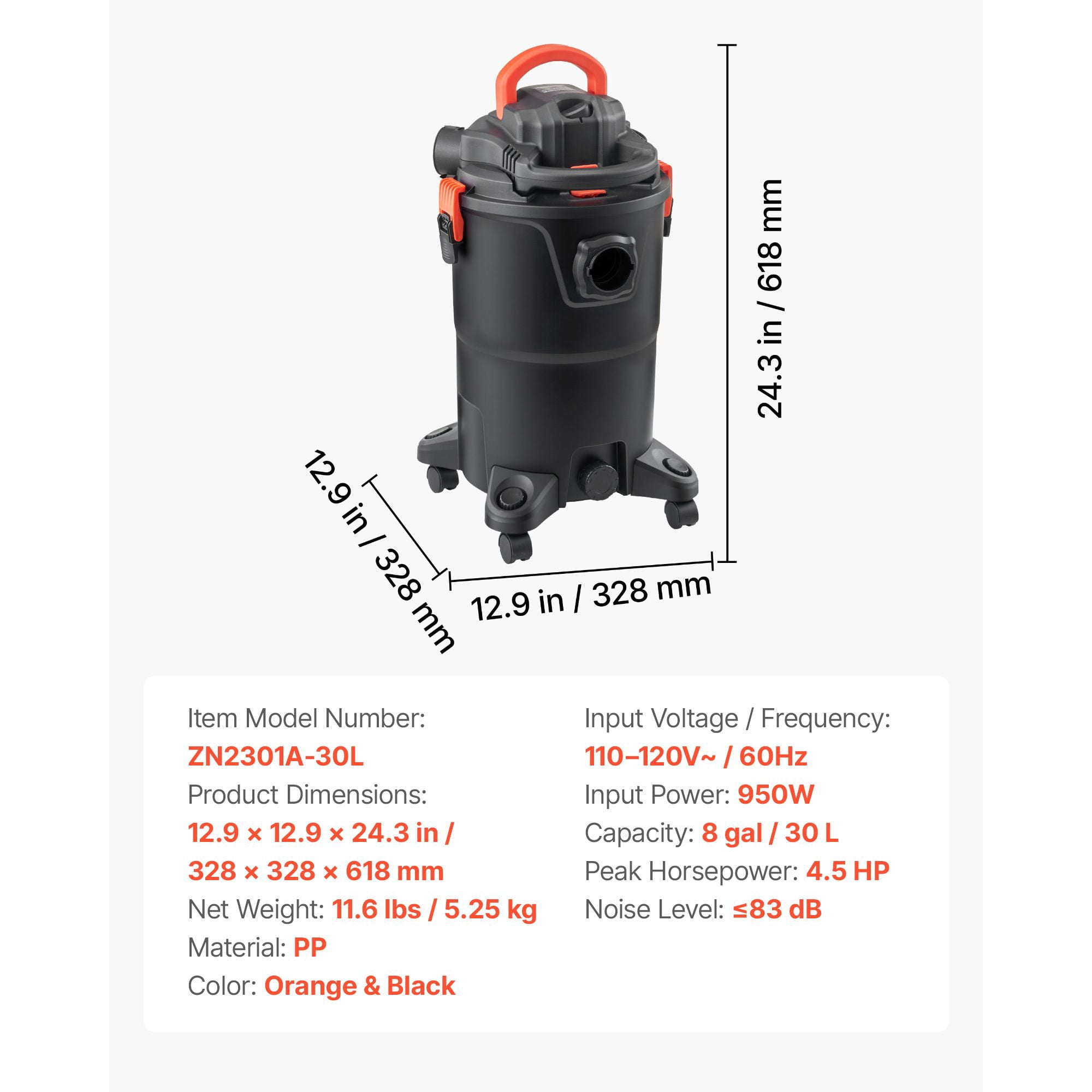3-in-1 Shop Vac, 11 Gallon Wet Dry Shop Vacuum, 4.5 Peak HP Portable Vacuum Cleaner with Blower, Dual-Filter, 1350W Input Power, 1.25in x 7ft Hose, 9.8ft Cord for Jobsite, Workshop, Garage, Home