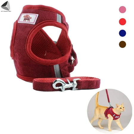 UPC: 0810035160088 | Sixtyshades Dog Harness And Leash Set Adjustable Reflective Soft Corduroy Pet Vest For Night Walking Puppy Kitten (XS  Red)