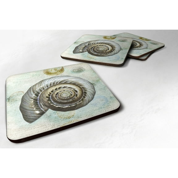 Carolines Treasures SB3033FC Beach Sundail Shell Foam Coaster Set of 4 3 1/2 x 3 1/2 multicolor
