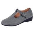 thumbnail image 4 of Rokment Wedge Dress Shoes for Women 2026 Spring Summer Fall Vintage Casual Suede Pointed Closed Toe Buckles Mid Heels Mary Jane Dressy Sandals Grey Size 8, 4 of 6