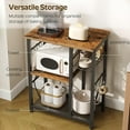 thumbnail image 5 of Movable Bakers Rack, Microwave Stand with Charging Station, Kitchen Storage Rack with Hooks and Basket, Black, 5 of 8