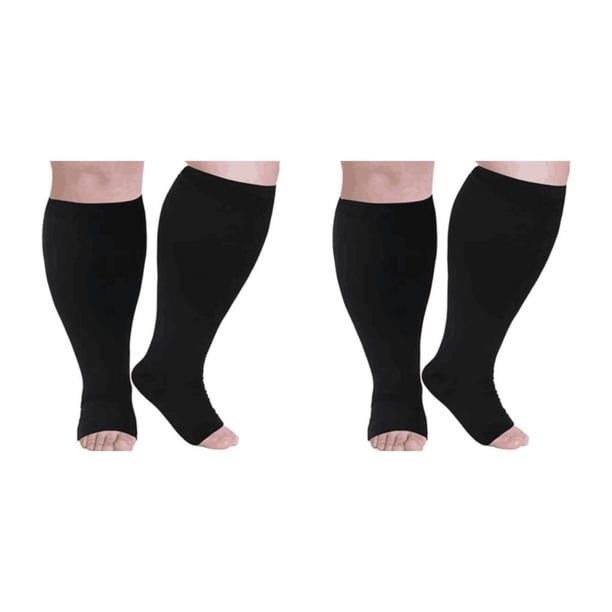 Calcetines de Compresión Sonducket Pantorrilla Ancha Cuidado de la Salud Color de la Piel Negro/Puntera S 2Conjunto