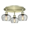 thumbnail image 4 of Innovations Lighting  Fenton - 3 Light 18" Flush Mount Brushed Brass/Matte White, 4 of 5