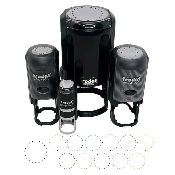 Dotted Circle Outline Self-Inking Rubber Stamp Ink Stamper - Black Ink - Mini 1/2 Inch