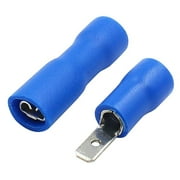 Baomain Blue Female/Male Insulated Spade Wire Connector Electrical Crimp Terminal 16-14 AWG 2.8 x 0.5mm Pack of 100