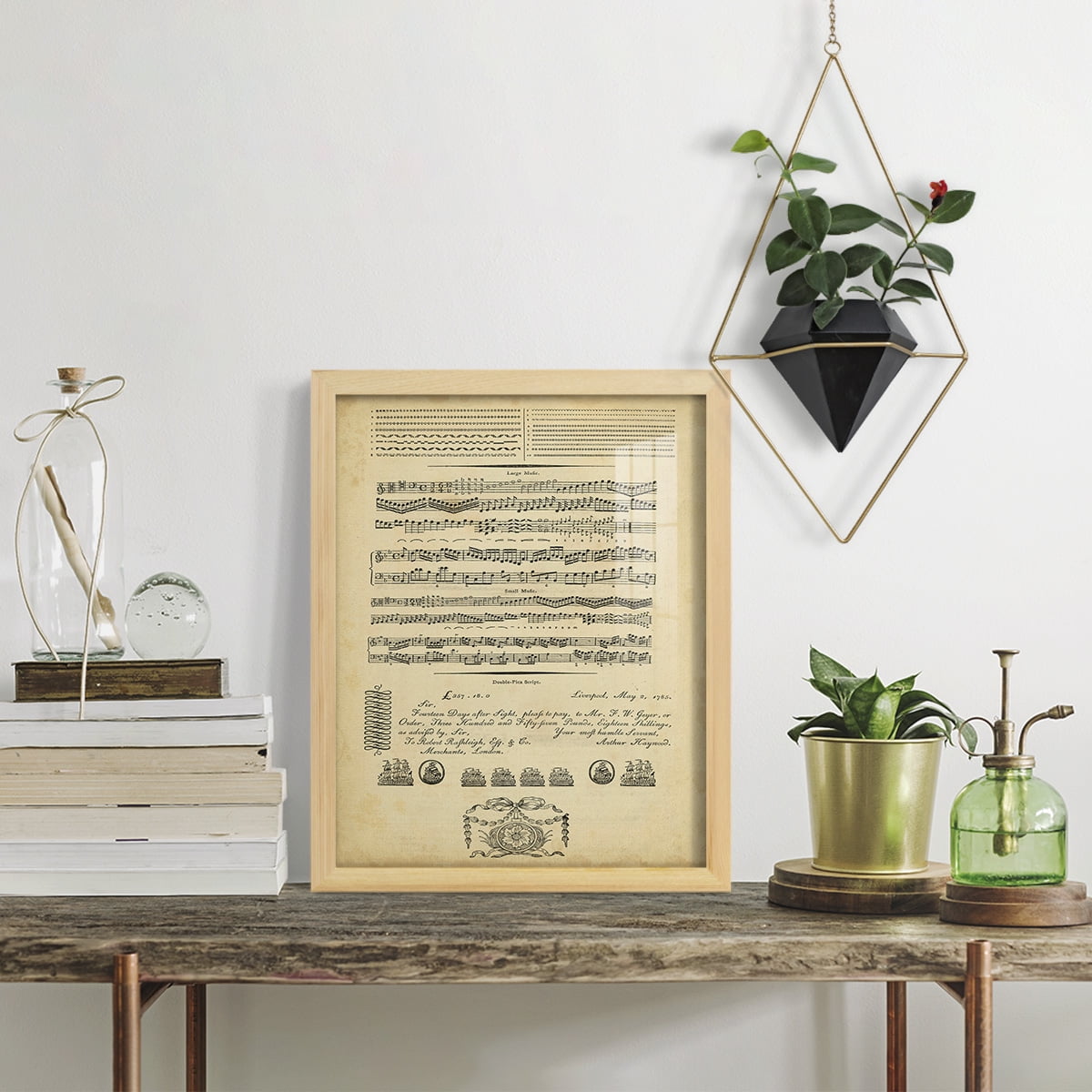 Deckled Encyclopediae V (AS) -Framed Print w/glass-Natural Wood
