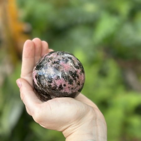

Rhodonite Spheres | Includes Stand