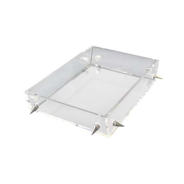 R16 Home LST01-CS Furniture Petit Plateau à Clous Lucite, Transparent & Argent