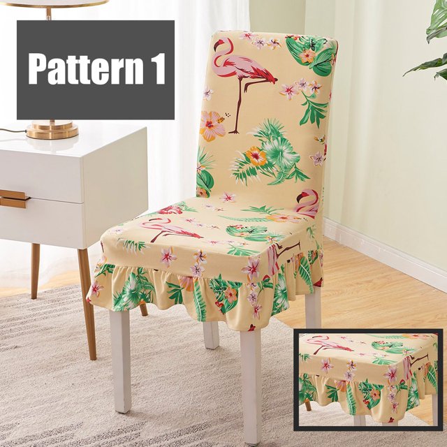 Asewon Chair Covers Soft Spandex Fit Stretch Short Dining Room Chair Covers with Printed Pattern, Banquet Chair Seat Protector Slipcover for Hone Party Hotel Wedding Ceremony