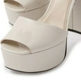thumbnail image 5 of FSJ Women Platform Heels Ankle Strap Chunky Heeled Sandals Open Peep Toe Sexy Pumps for Wedding Party Size 10.5 White, 5 of 5