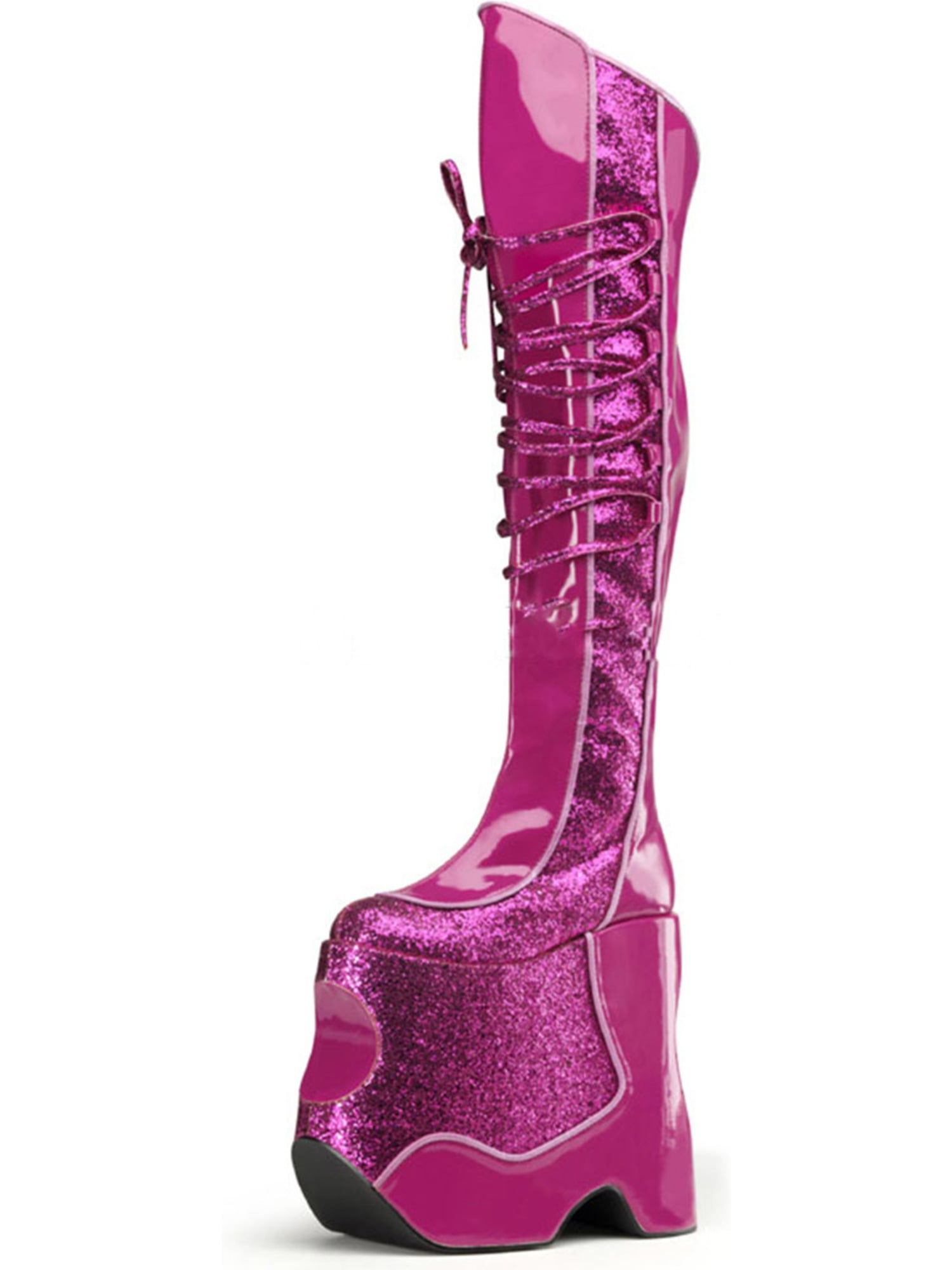 thigh high hot pink boots