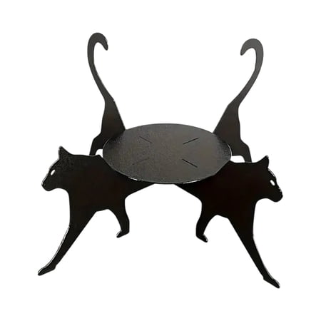 Metal Cat Shaped Flower Pot Stand Decorative Shelf for and Small Items Black