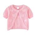 thumbnail image 3 of Fozruso Girls' Summer Cardigans Girls Knit Cardigan Short Sleeve Summer Shirt Lightweight Open Front Top For Toddler Baby Kids,4-5 Years,Pink, 3 of 7