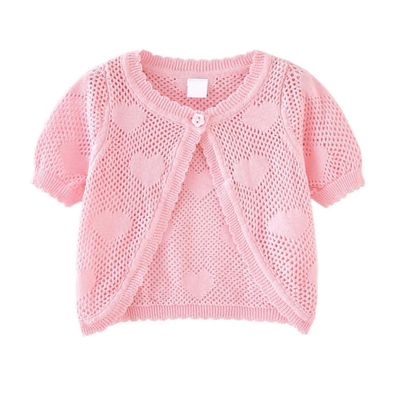 Kiijoy Toddler Girls Knit Cardigan Lightweight Open Front Short Sleeve Shirt Summer Top