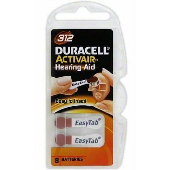 Duracell Size 312 Hearing Aid Batteries (2 packs of 8 - Total of 16 batteries)