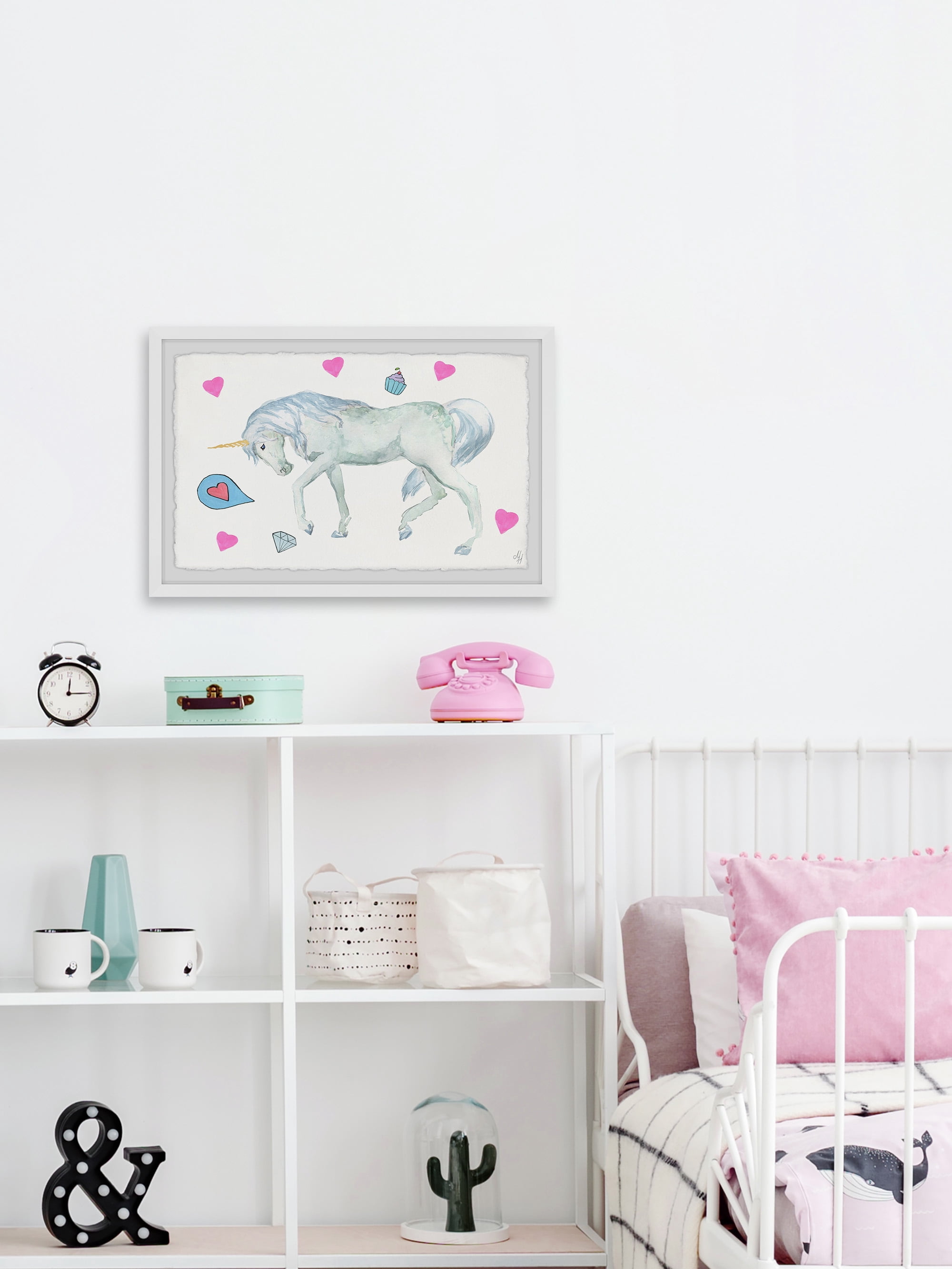 Marmont Hill Unicorn's Cupcake Framed Wall Art, 36.00" x 1.50"