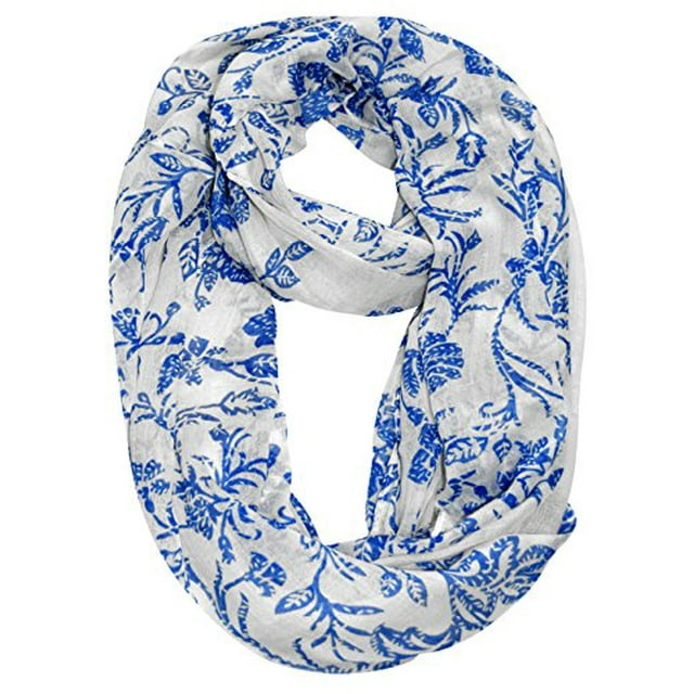 Peach Couture Floral Garden Vine Print Solid Colored Sheer Infinity Loop Scarf (Cream)
