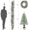 thumbnail image 5 of Pre-lit Artificial Christmas Decoration 4-Piece Set, Garland, Wreath and Set of 2 Entrance Trees, with Lights, Pine Cones and Red Berries, 5 of 8
