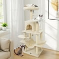 thumbnail image 4 of Costway 58" Tall Multi-level Cat Tree with Upholstered Perch & Cat Condo, Comfy Hammock Beige, 4 of 10