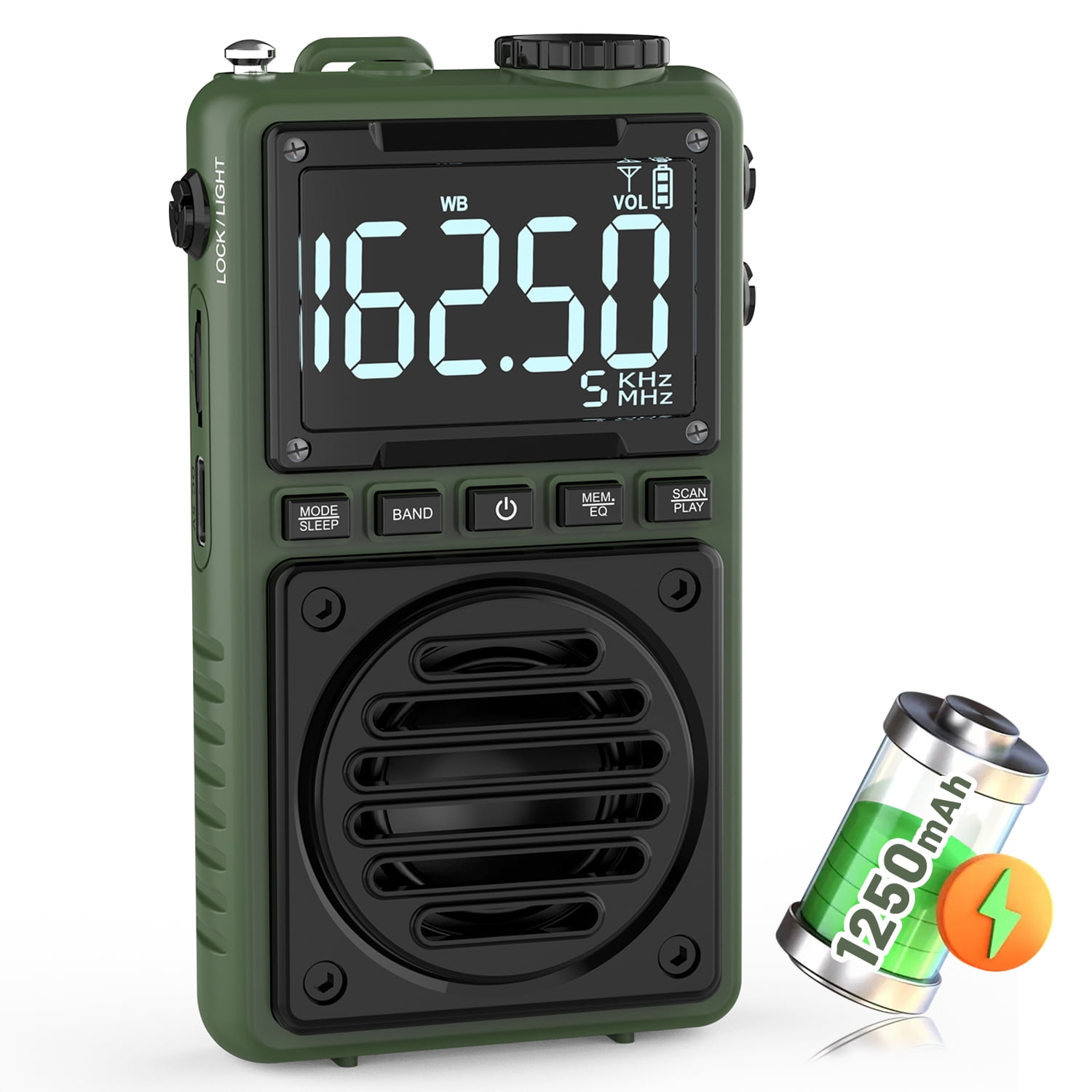 Greadio Digital Weather Band Radio with Flashlight,1250mAh Rechargeable AM FM Portable Radio with Clip, Pocket Radio with Best Reception, SOS Alarm,Sleep Timer for Jogging,Outdoor