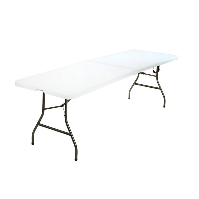COSCO Table de Banquet Pliant en Deux avec Poignée, 8 Pi, Blanc