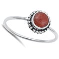 thumbnail image 4 of CHOOSE YOUR COLOR Vintage Oxidized Bali Simulated Coral Ring .925 Sterling Silver Band Red CZ Female Size 6, 4 of 4