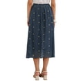 thumbnail image 3 of INSPIRE CHIC Vintage Polka Dots Skirt for Women's Casual Pleated A-Line Elastic Waist Midi Skirts XL Dark Blue, 3 of 6