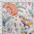 thumbnail image 4 of oneOone Georgette Viscose White Fabric Botanical Floral Craft Projects Decor Fabric Printed By The Yard 42 Inch Wide, 4 of 4
