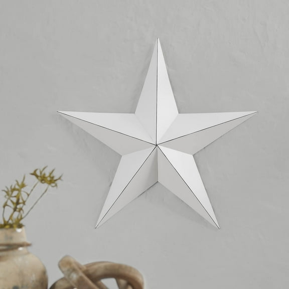 VHC Brands Patriotic Metal Star Distressed 18x18, Independence Day Decor, Decorative Wall Hanging, Rustic Farmhouse Decorations, Bright White, Black
