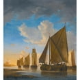 thumbnail image 3 of Hendrick Jacobsz. Dubbels 15x16 Black Modern Framed Museum Art Print Titled - Smalschips in a Calm Near the Shore at Sunset, 3 of 5