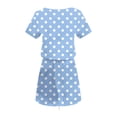 thumbnail image 6 of Fartey Casual Dresses for Women Polka Dot Short Sleeve V Neck Drawstring Waist Mini Dress Summer Tshirt Dress with Pockets Light Blue L, 6 of 7