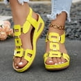 thumbnail image 2 of Rokment Women's Orthopedic Wedge Dressy Sandals with Arch Support Comfortable Platform Walking Summer Shoes Fashion Casual Metal Buckles Mules Slingback Mid Heels Dress Footwear Yellow Size 6.5, 2 of 7