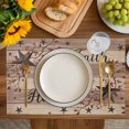 thumbnail image 4 of Farmhouse Star Brown Placemats Set of 4, Retro Branches Berry Wooden Grain Placemats for Dining Table, Place Mats for Kitchen Tabletop, Waterproof Wipeable Dining Table Mats Set, 4 of 9