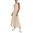 thumbnail image 6 of Women's Summer Sleeveless Extra Contrast Stitch Ribbed Knit Long Dresses, 6 of 6
